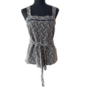 Banana Republic Lace Peplum Top Women S Black Belted Tie Waist Romantic Feminine